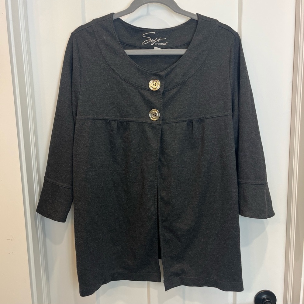 Soft by Avenue Women’s Size 22/24 Charcoal Gray Double Button Cardigan Sweater